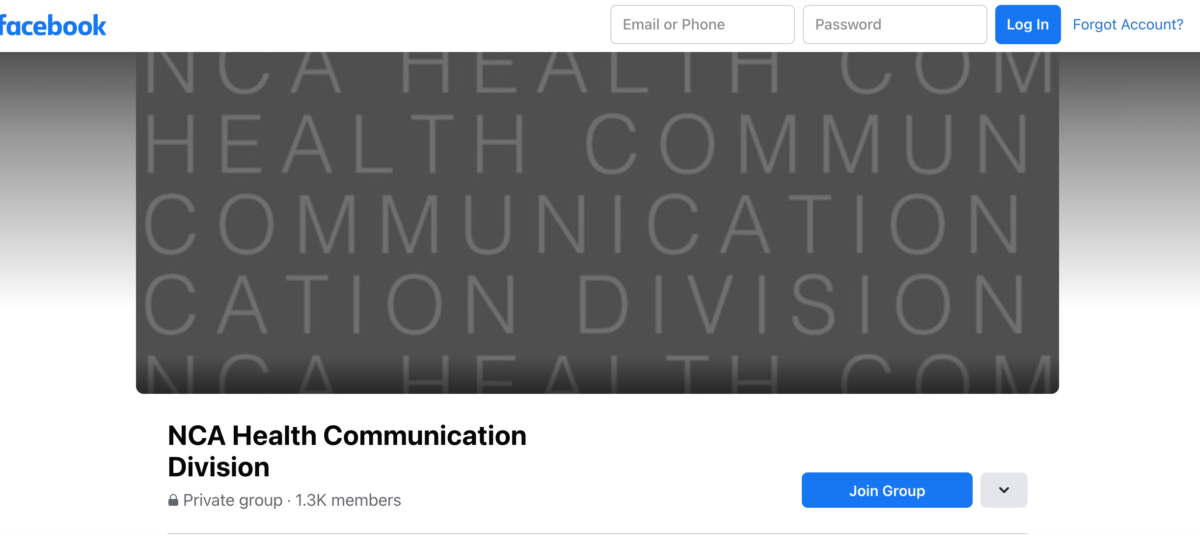 Join the NCA Health Comm Facebook Group