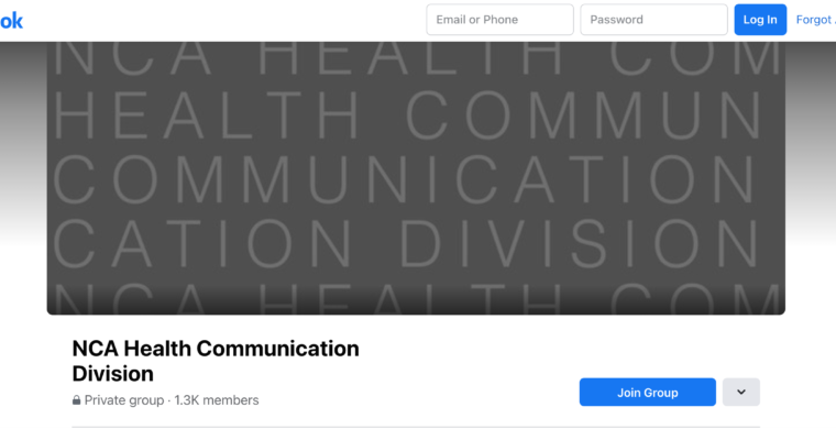 Join the NCA Health Comm Facebook Group